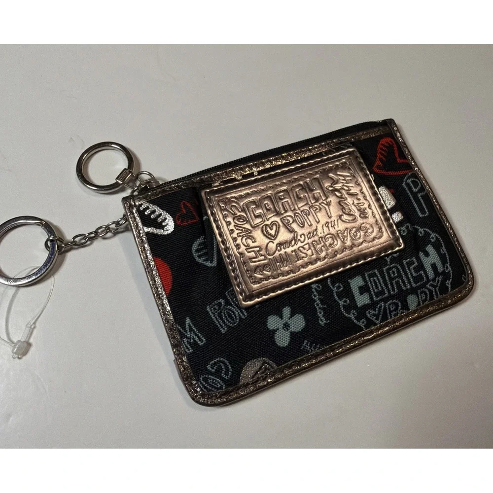 NWOT COACH Poppy Graffiti Small Keyring Coin Purse Limited